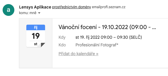 E-pozvánka v Gmailu